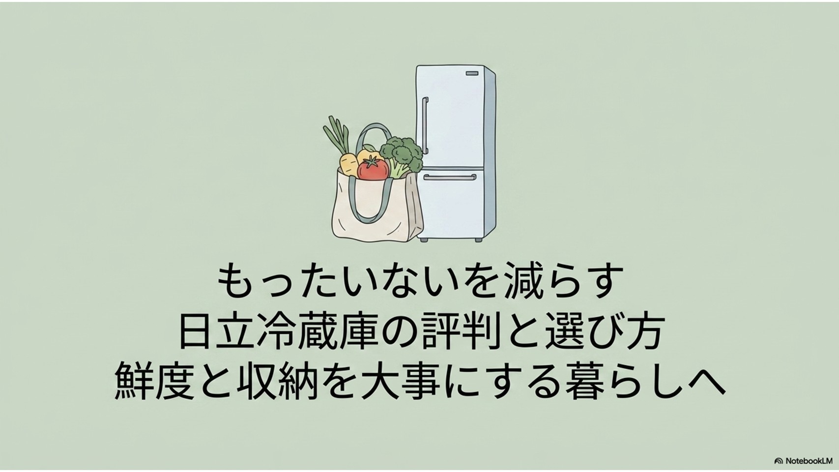 日立冷蔵庫の評判と選び方を、鮮度保持と収納力を重視する暮らし向けに紹介するスライド